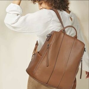 SZone Anti-theft Soft Genuine Leather Backpack